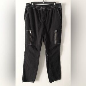 Hot Topic Black Contrast Cargo Jeans Straight Grunge Goth Punk XL